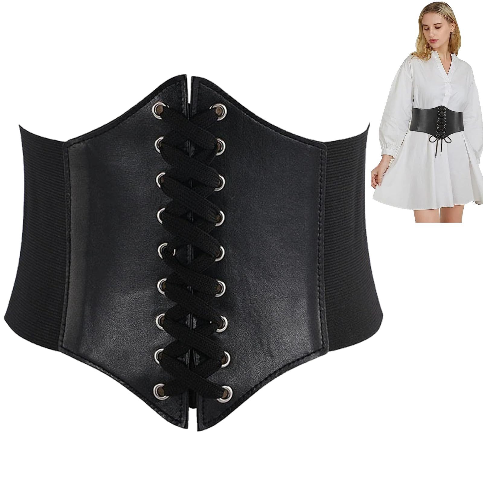 RWEUOQ Ritter-Kostüm Korsett Damen,Piratenkostüm Damen,Mittelalter FrauenTied Waspie Gürtel, Breiter Bund für Sanduhrfigur, leicht anziehbar, vielseitig.