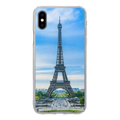 MuchoWow Handyhülle Der Eiffelturm vor einer farbenprächtigen Kulisse, Handyhülle Apple iPhone Xs, Smartphone-Bumper, Print, Handy