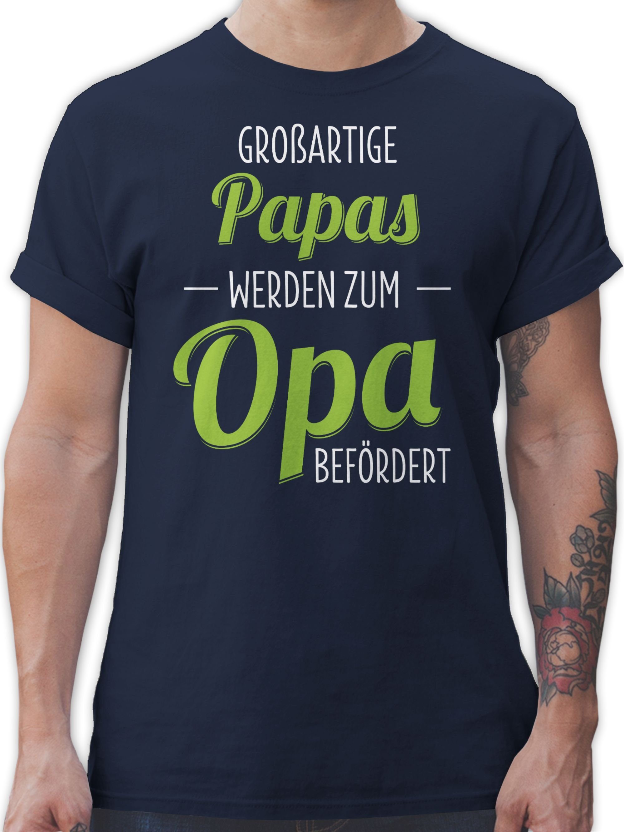 Shirtracer T-Shirt Großartige Papas werden zum Opa befördert Opa Geschenke 2 Navy Blau