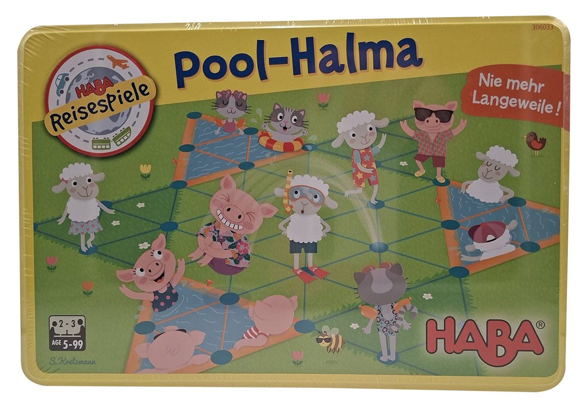 Haba Spiel Haba Reisespiel Pool-Halma Kinderspiel Strategiespiel Spieleklassiker, Pool-Halma