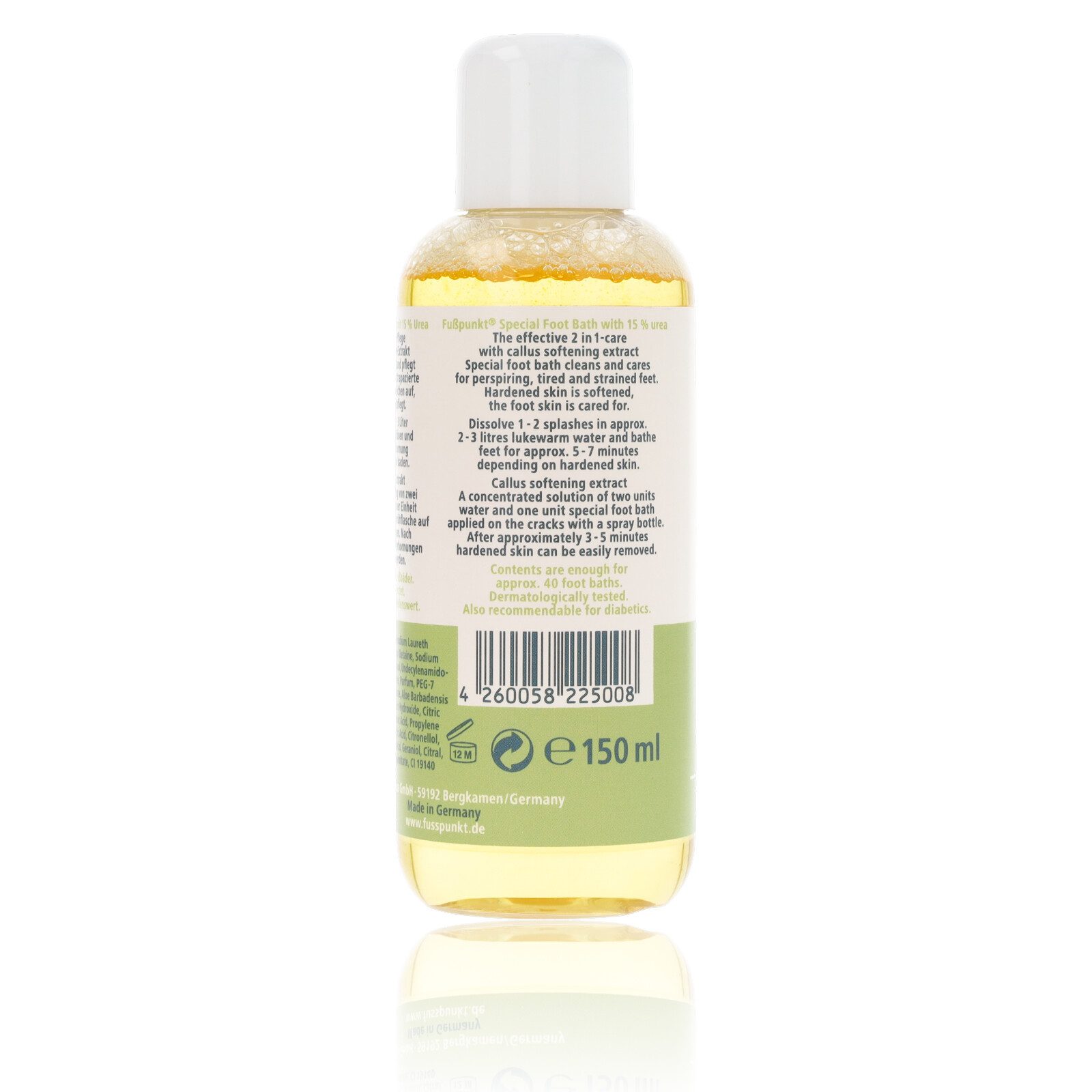 Fußpunkt Fußbad-Zusatz Fußpunkt Spezial-Fußbad mit Hornhaut-Weicher Extrakt 150ml, 1-tlg., Reinigt & erweicht Schwielen mit Zitronenduft