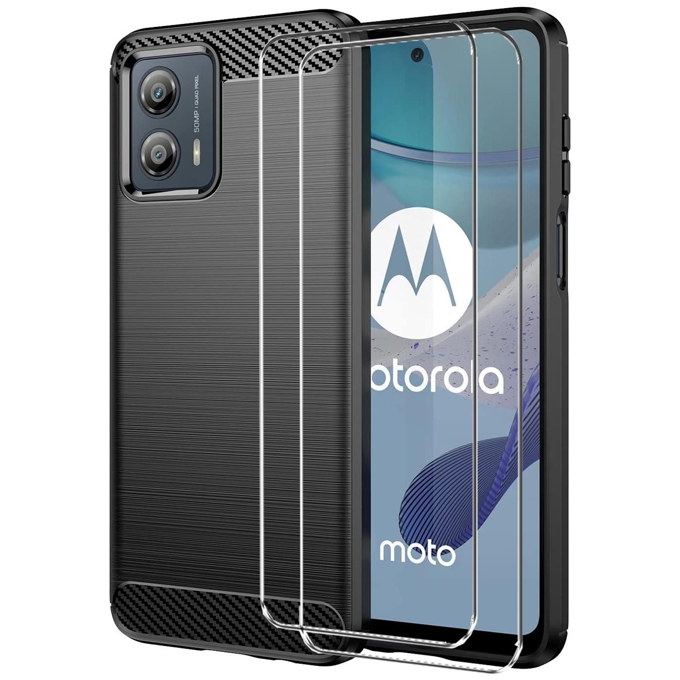 CoolGadget Handyhülle Schwarz als 2in1 Schutz Cover Set für das Motorola Edge 30 Pro 6,7 Zoll, 2x Glas Display Schutz Folie + 1x TPU Case Hülle für Edge 30 Pro