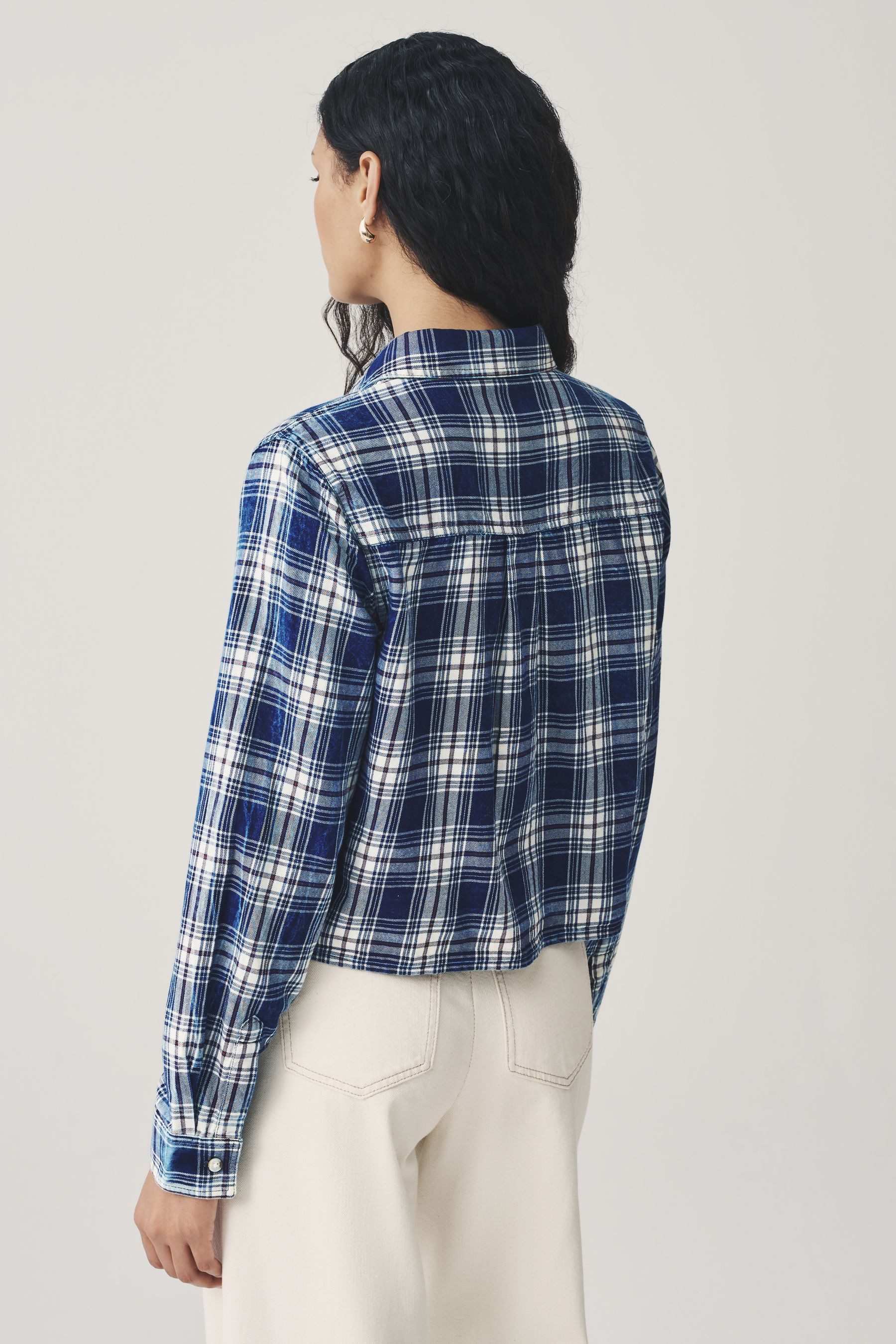 Next Jeansbluse Verkürztes Hemd mit Karomuster (1-tlg) günstig online kaufen