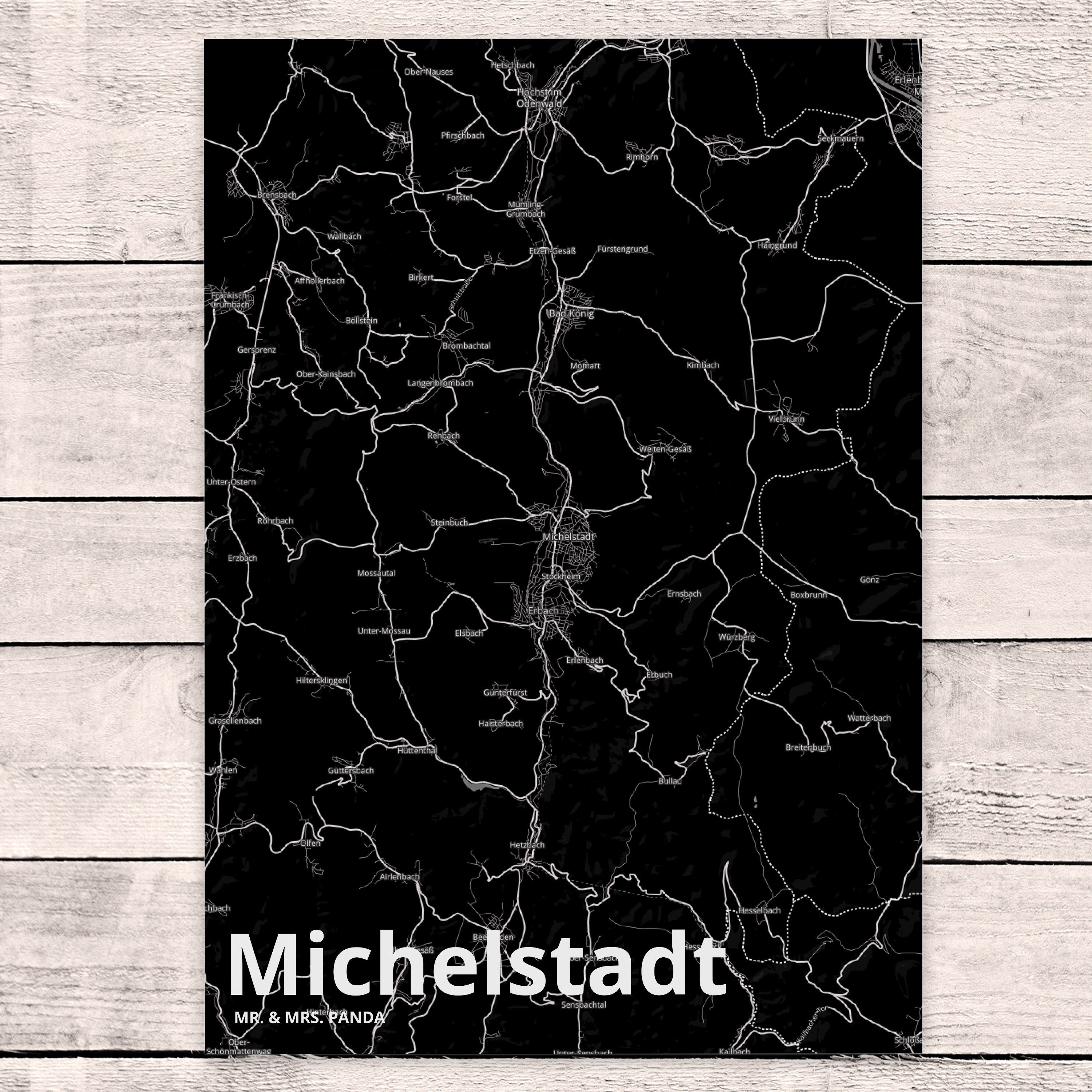 Michelstadt Gr Mr. & - Geschenk, Panda Einladung, Dorf, Städte, Postkarte Mrs. Geburtstagskarte,