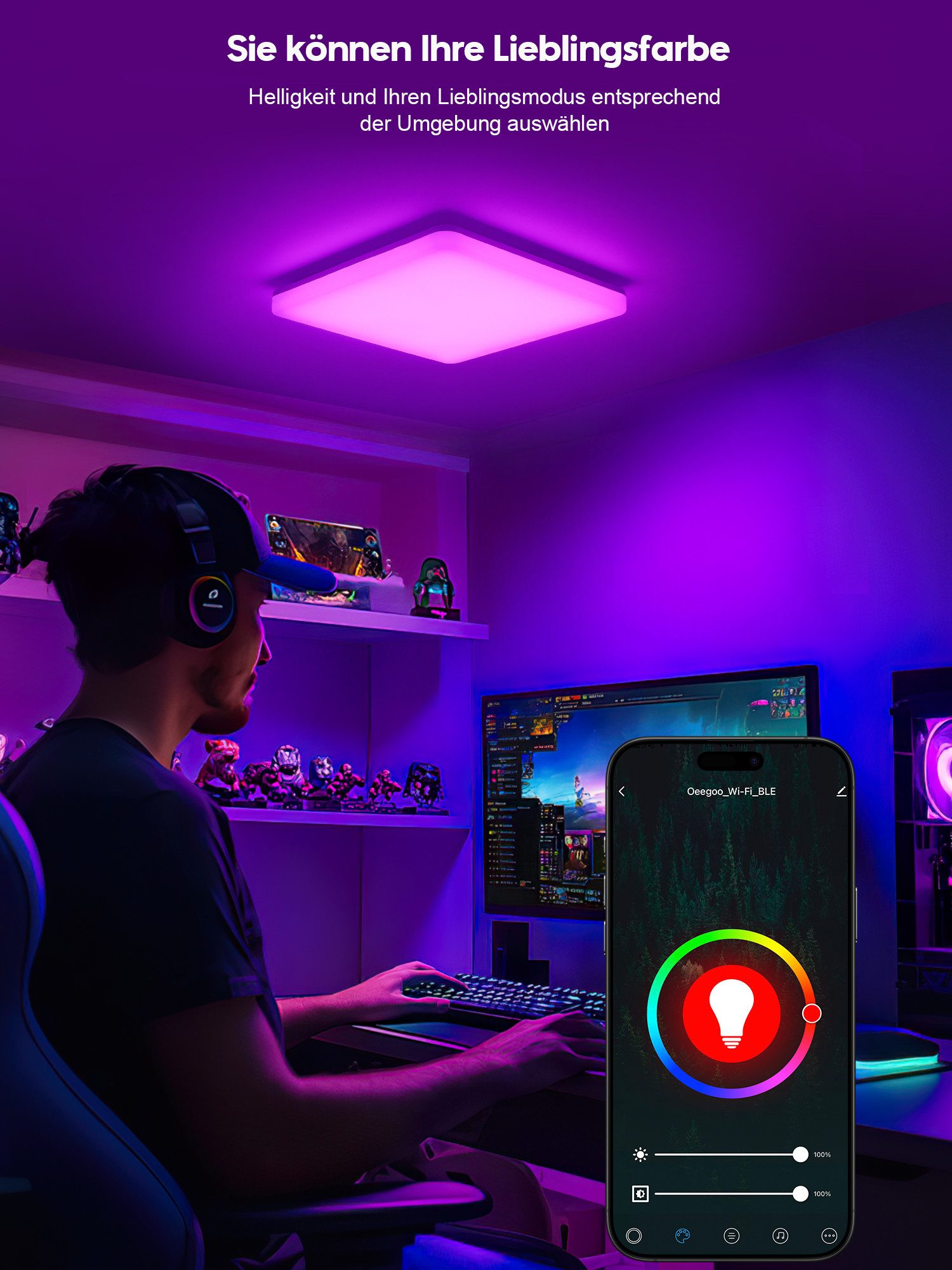 Oraymin LED Deckenleuchte RGB, App-Steuerung, Alexa günstig online kaufen