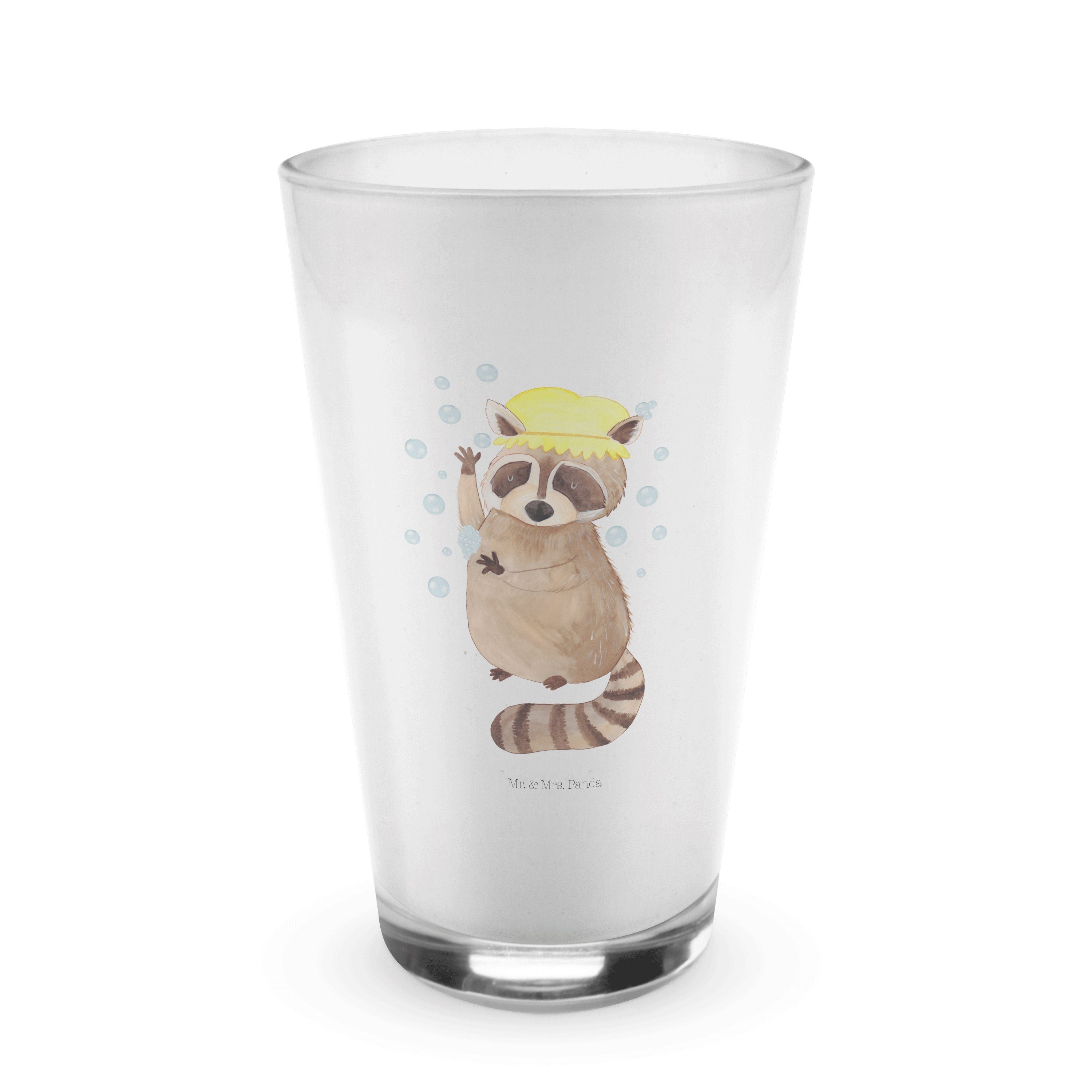 Glas Waschbär - Transparent - Geschenk, Gute Laune, Cappuccino Tasse, Capp