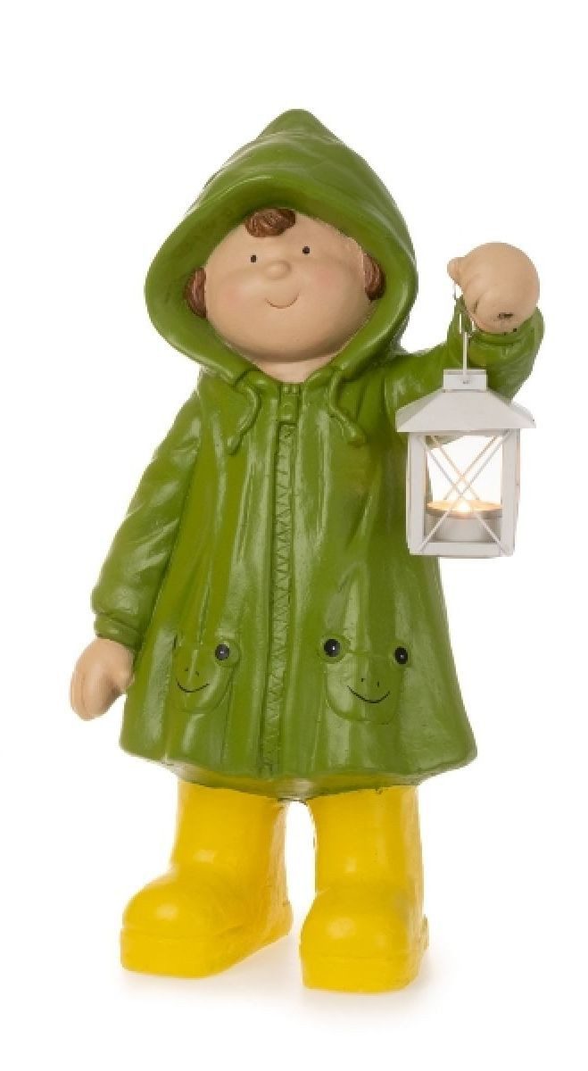 Dragimex Gartenfigur Gartenkinder mit Laterne Junge oder Mädchen