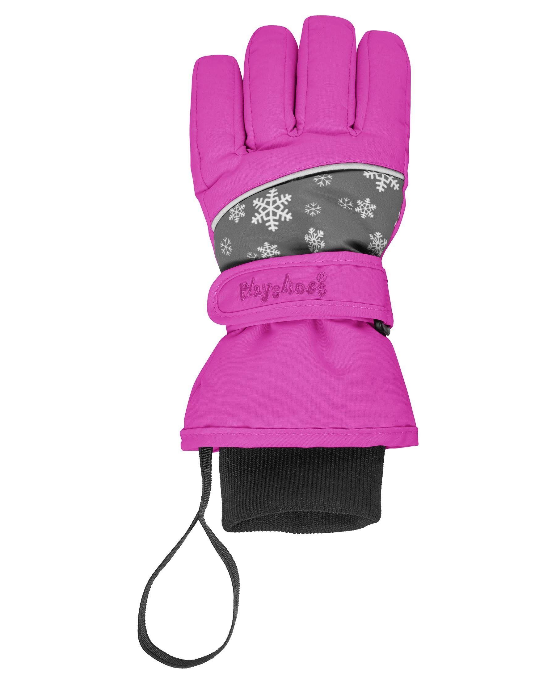 Playshoes Skihandschuhe Playshoes Finger-Handschuh Schneeflocken rutschhemmender Innenhandbesatz