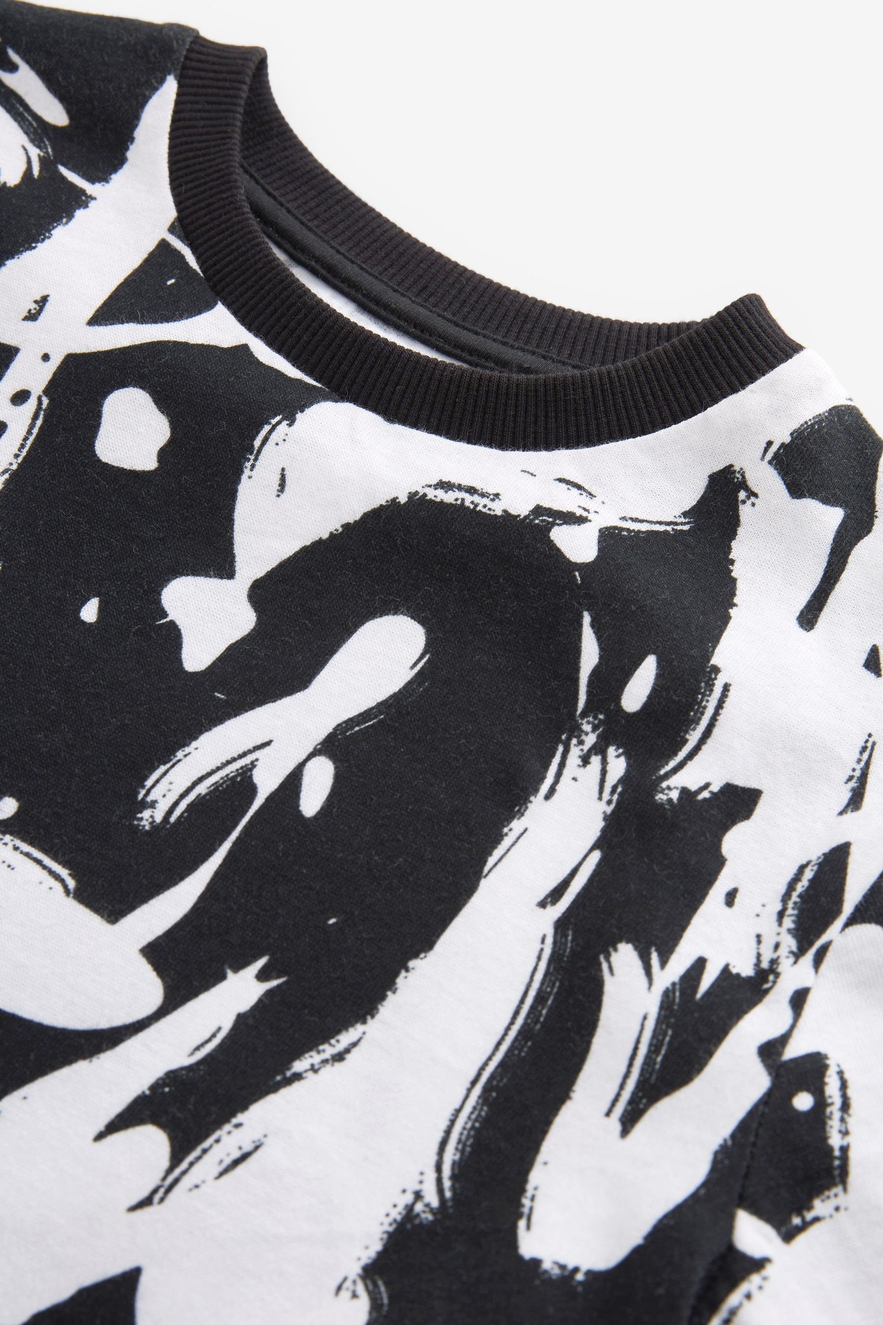 Next T-Shirt Kurzärmeliges T-Shirt Print (1-tlg) Black/White mit durchgehendem Scribble