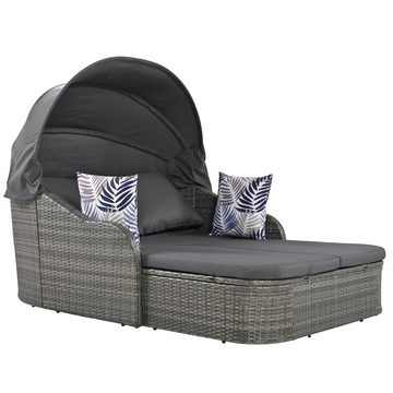 XDeer Gartenlounge-Set Sonneninsel, Gartenlounge Set, PE-Rattan verstellbarem, Doppelter Liegestuhl mit 4 Kissen und abnehmbarem Kissenbezug