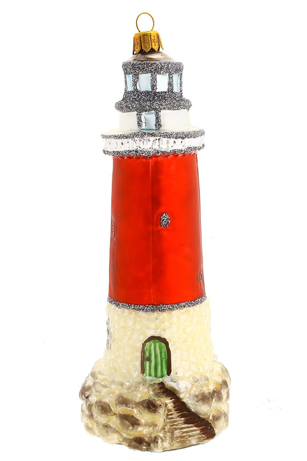 - Leuchtturm, - Hamburger handdekoriert Dekohänger mundgeblasen Christbaumschmuck Weihnachtskontor