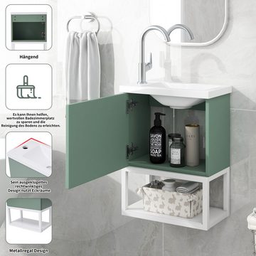 HIYORI Waschbecken Badezimmermöbel Waschbecken mit Waschtischunterschrank 40 cm, Waschtischunterschrank, Waschtischunterschrank hängend