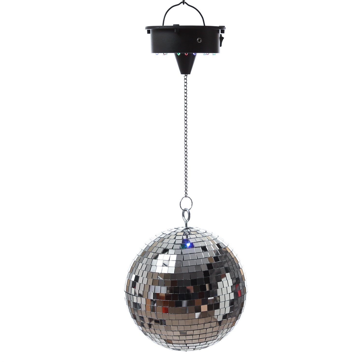 SATISFIRE Discolicht Spiegelkugel Motor bunte LED für Discokugel bis 20cm Batteriebetrieb – Bild 3 von 5