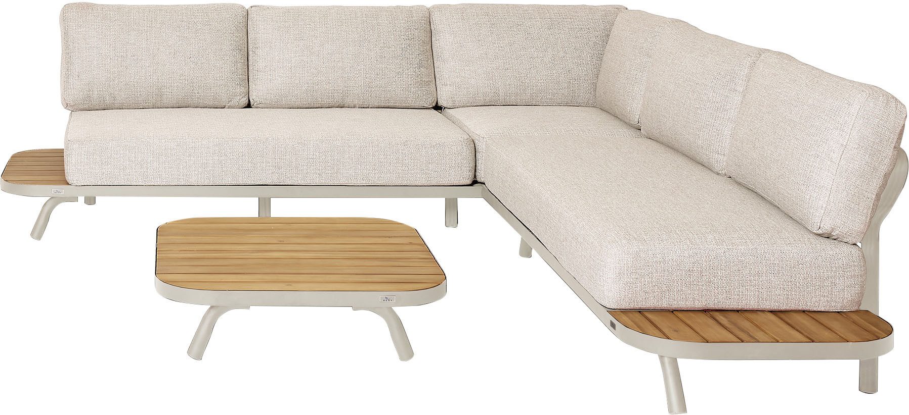 Best Loungeset Paros, (Set, 12-tlg), bestehend aus 2 Bänken, 1 x Tisch und 9 Kissen