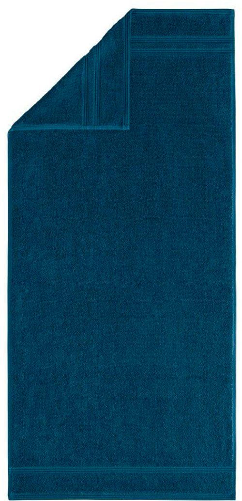Uni mit (1-St), blue Manhatten Streifenbordüre, Gold, Frottier reine Handtuch dusty Programm Baumwolle Egeria