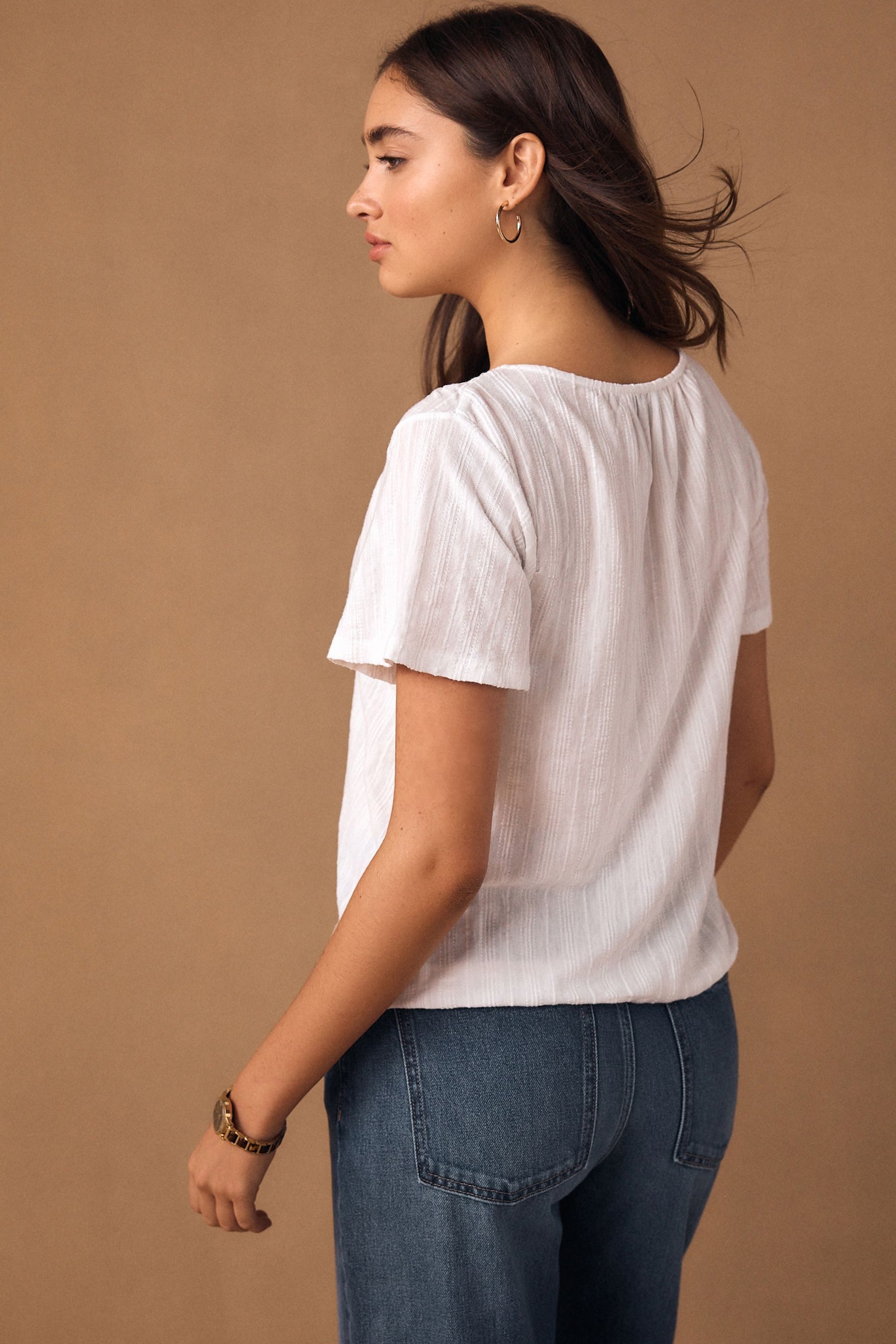 Next Kurzarmbluse Kurzärmeliges Oberteil mit Ballonsaum (1-tlg) günstig online kaufen