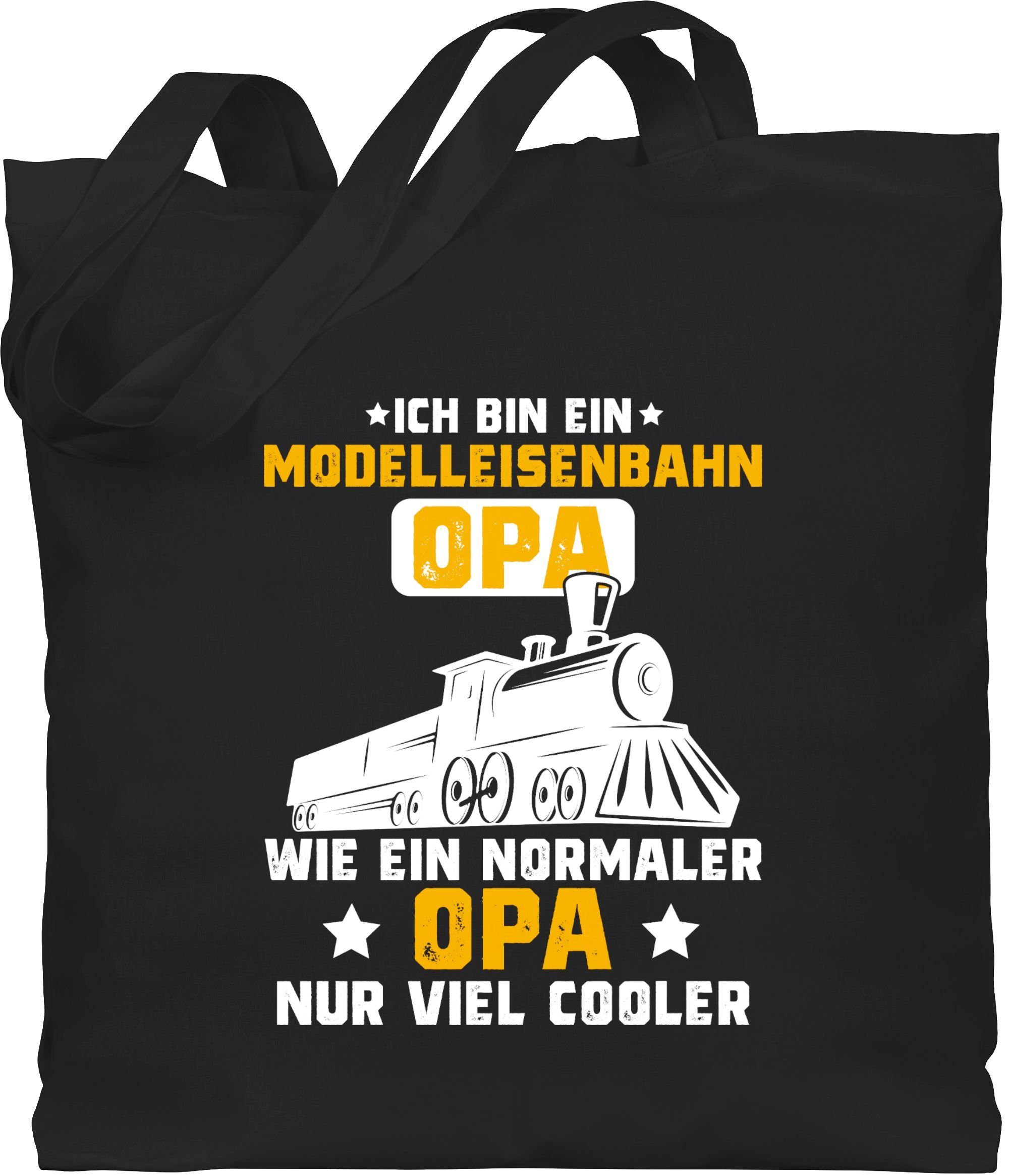 Shirtracer Umhängetasche Ich bin ein Modelleisenbahn Opa - weiß/orange, Opa Geschenke 2 Schwarz