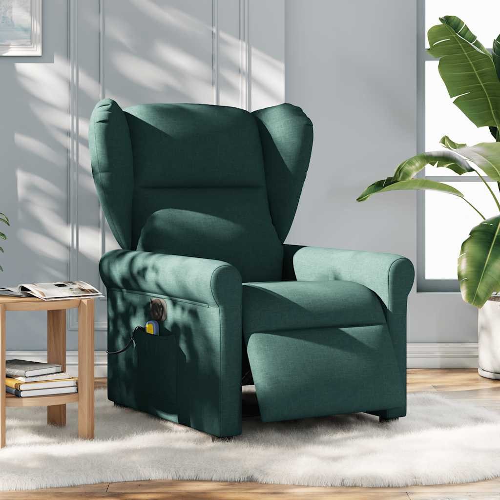 vidaXL Sessel Massagesessel Elektrisch Dunkelgrün Stoff günstig online kaufen