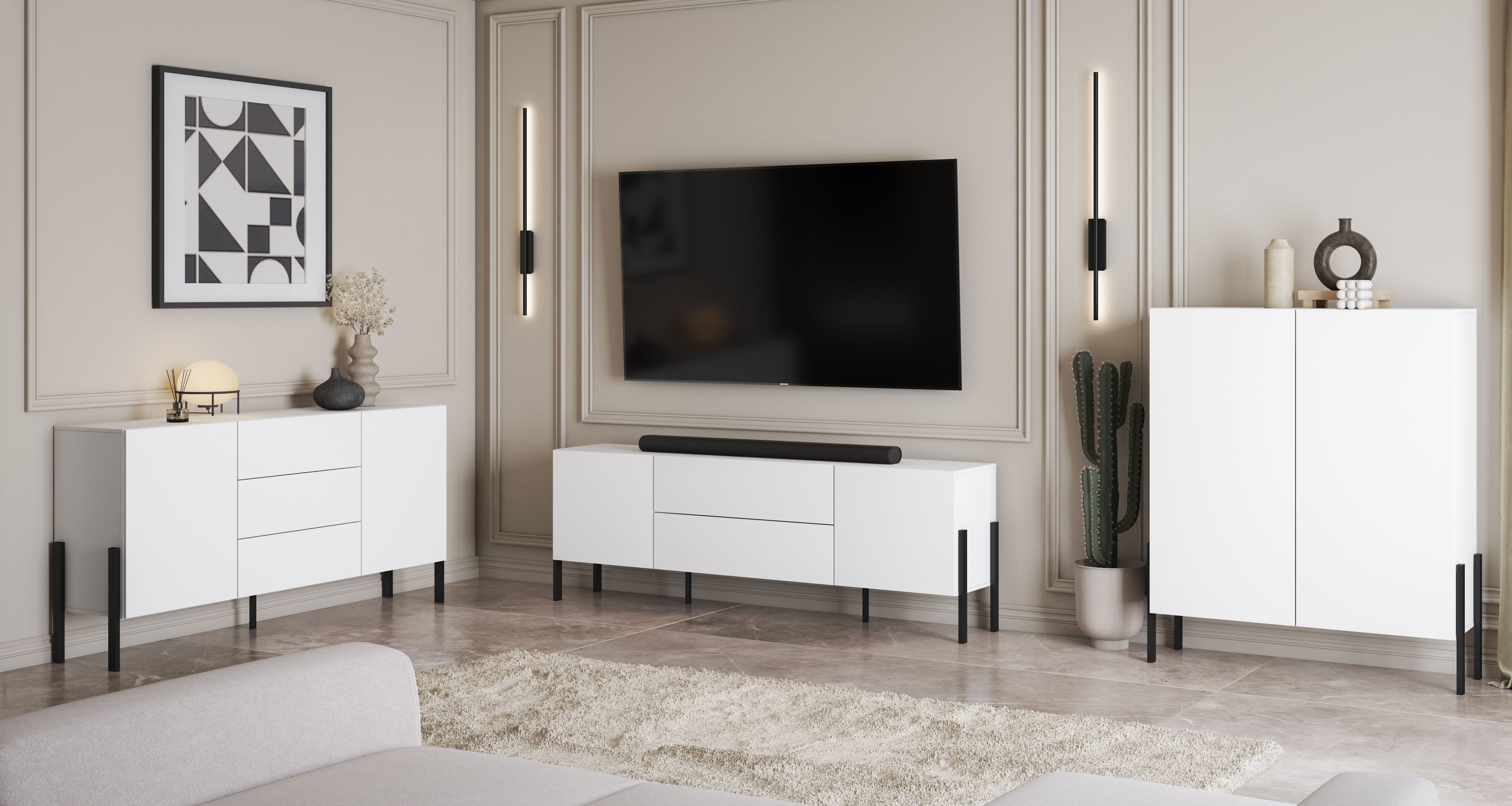 OTTO home Kommode Jukon, Breite 110 cm, moderne grifflose Hochschrank, 2Türen, Highboard mit viel Stauraum, push-to-open-Funktion