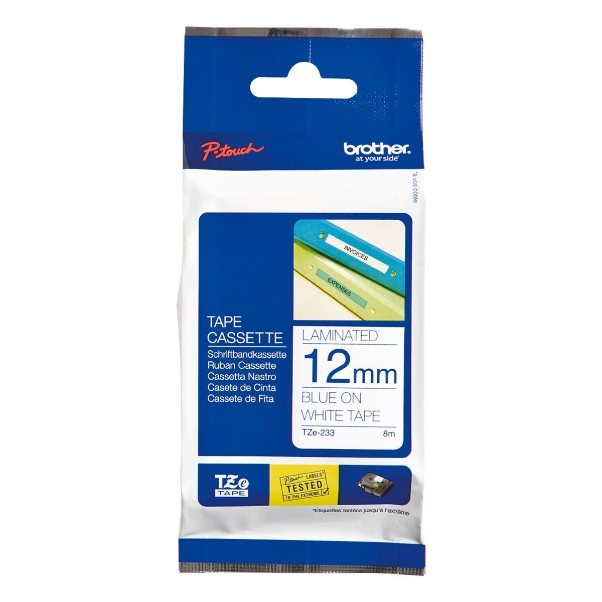Brother Beschriftungsband TZe, 12 mm x 8 m, 12,00 mm x 8,00 m, laminiert