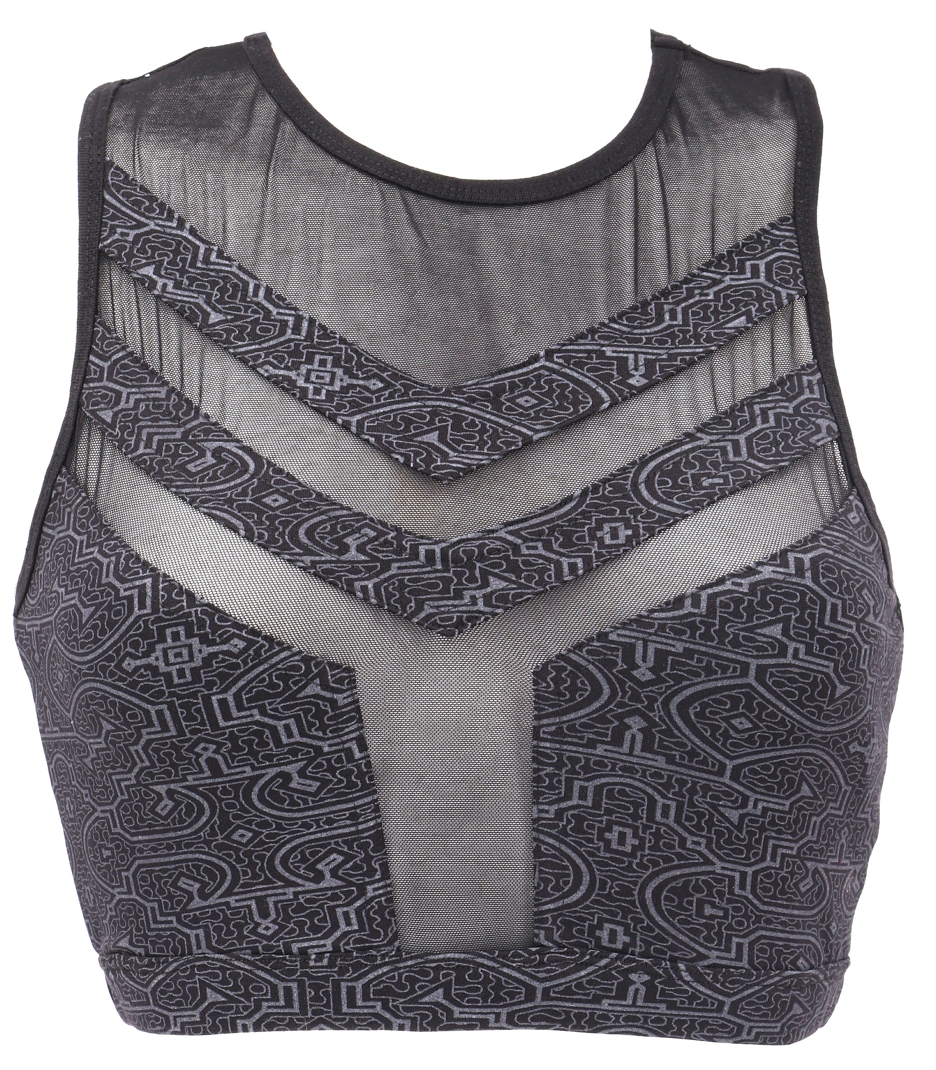 Guru-Shop T-Shirt Bra Festival Top, kurzes transparentes Top -.. alternative Bekleidung, Festival, Ethno Style