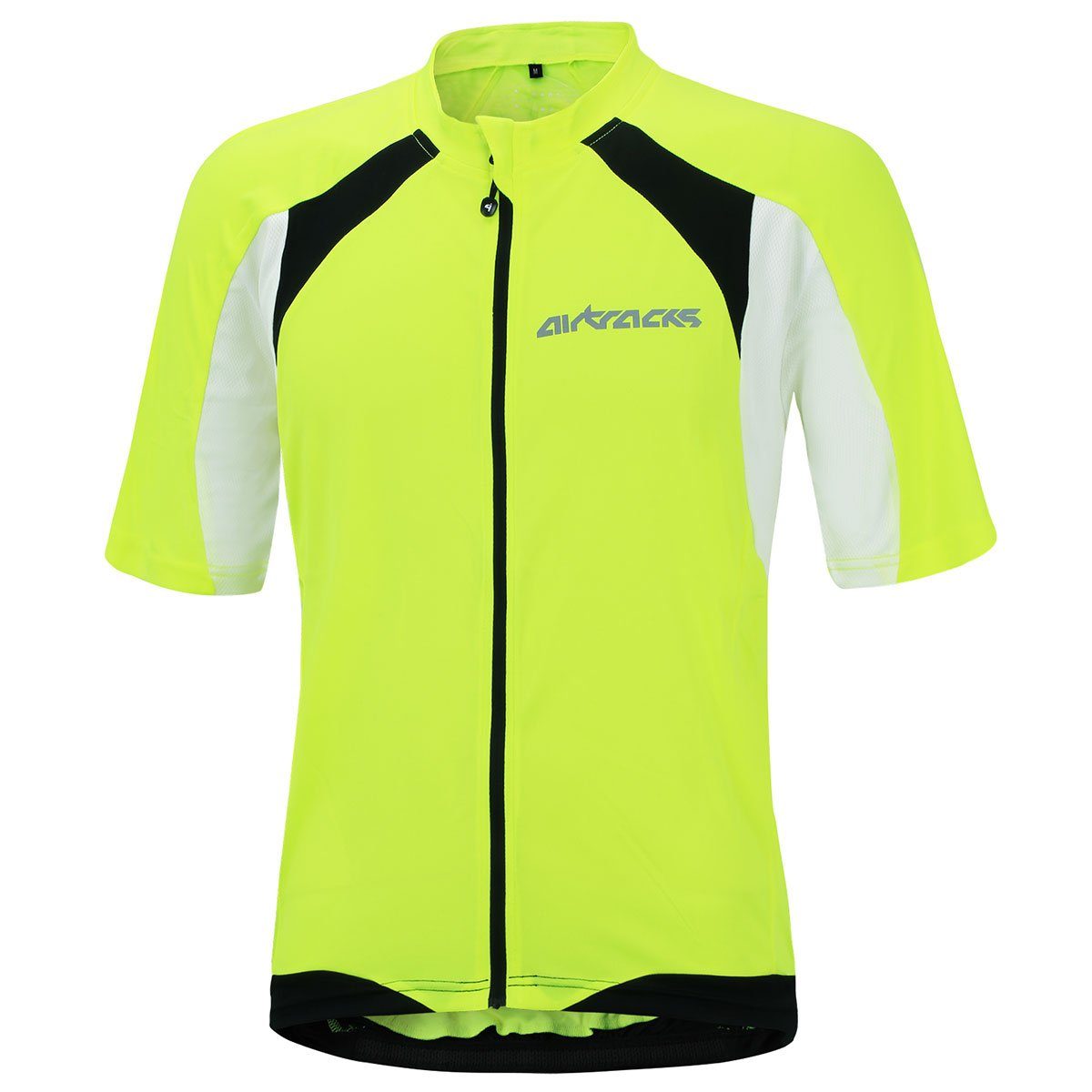 Airtracks Radtrikot Herren Fahrradtrikot Kurzarm Pro T (atmungsaktives Radtrikot - Jersey mit Quick Dry & Anti-UV) » S M L XL XXL XXXL « neon-weiß