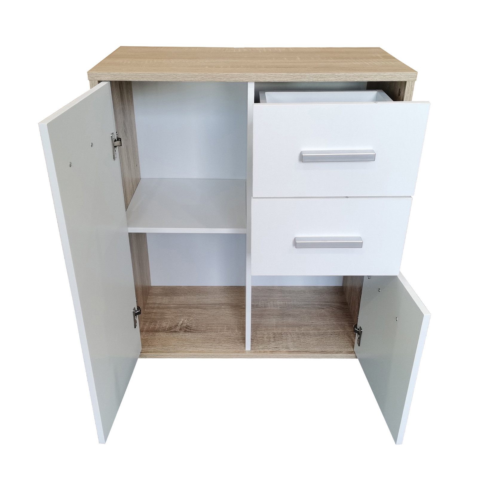HTI-Living Sideboard Kommode mit 2 Schubladen Nina Sonoma/Weiß (Stück, 1 St., 1 Kommode), Anrichte Sideboard Schrank