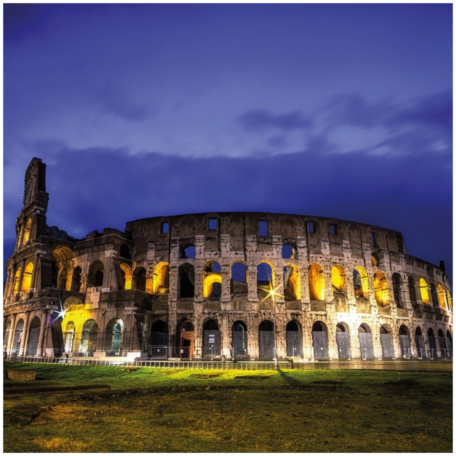 Wallario Memoboard Italien bei Nacht - Kollosseum in Rom, beleuchtet am Abend