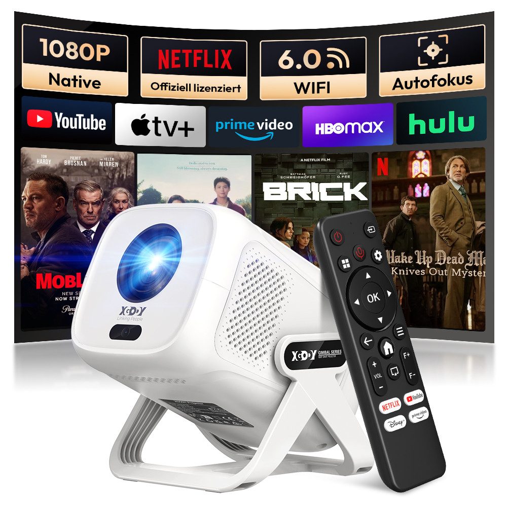 XGODY 450ANSI 5G WiFi Bluetooth 4K Проэкторы whale tv Smart System Проэкторы (18000 lm, 1500:1, 1920 x 1080 px, Google Voice Assistant, Chromecost Built-in, 60-150" Projektgröße)