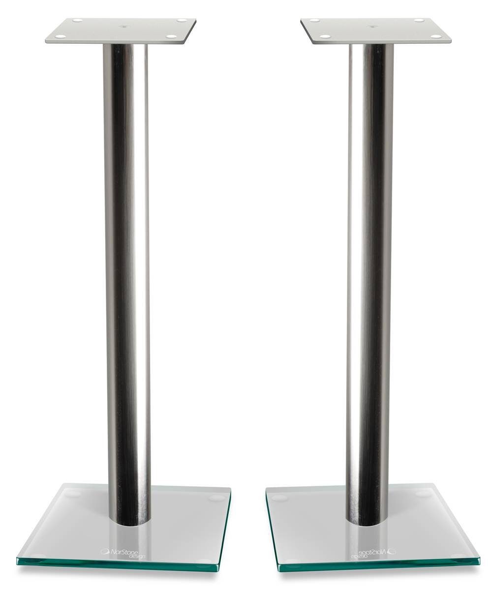 norstone EPUR Glas Stahl silber Lautsprecherständer, (sehr stabile  Konstruktion, 50kg Tragkraft, Glasfuß, Stahl pulverbeschichtet, Höhe 60cm,  1 Paar)