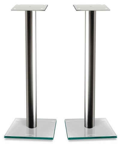 norstone EPUR Glas Stahl silber Lautsprecherständer, (sehr stabile Konstruktion, 50kg Tragkraft, Glasfuß, Stahl pulverbeschichtet, Höhe 60cm, 1 Paar)