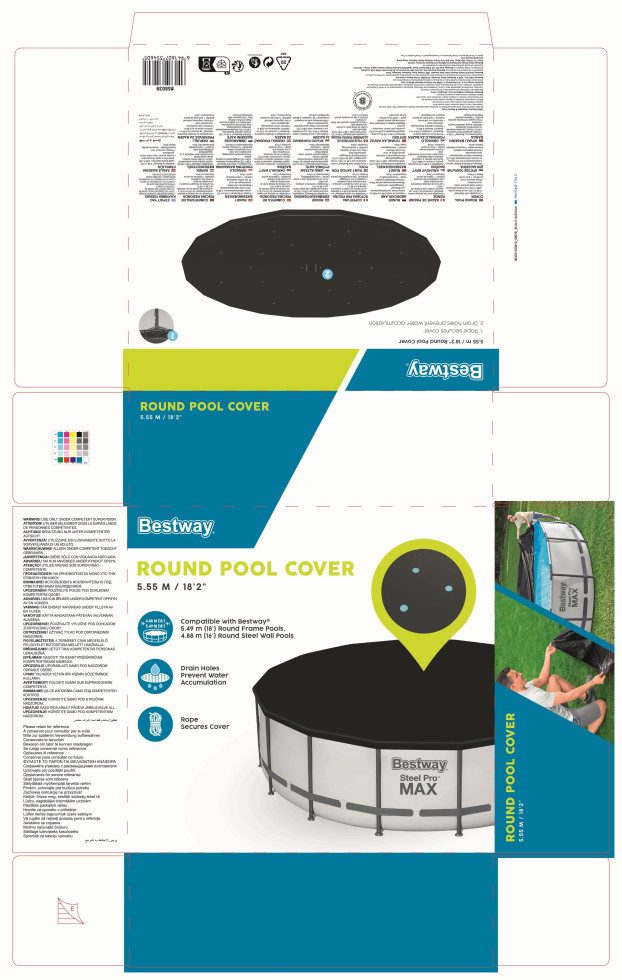 BESTWAY Pool-Abdeckplane Bestway Abdeckplane PVC Flowclear schwarz Ø 555 cm