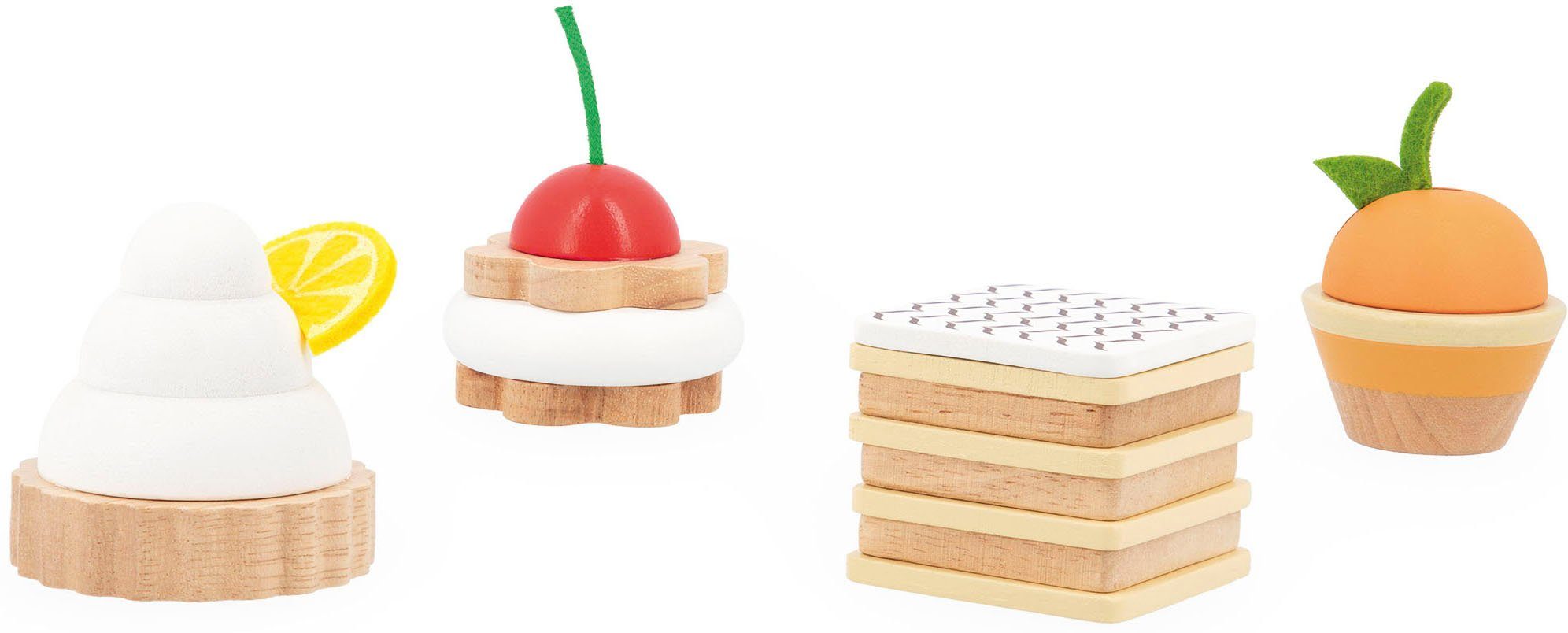 Spiellebensmittel Holzspielzeug, Twist, aus Konditorei-Gebäckstücke Holz Janod