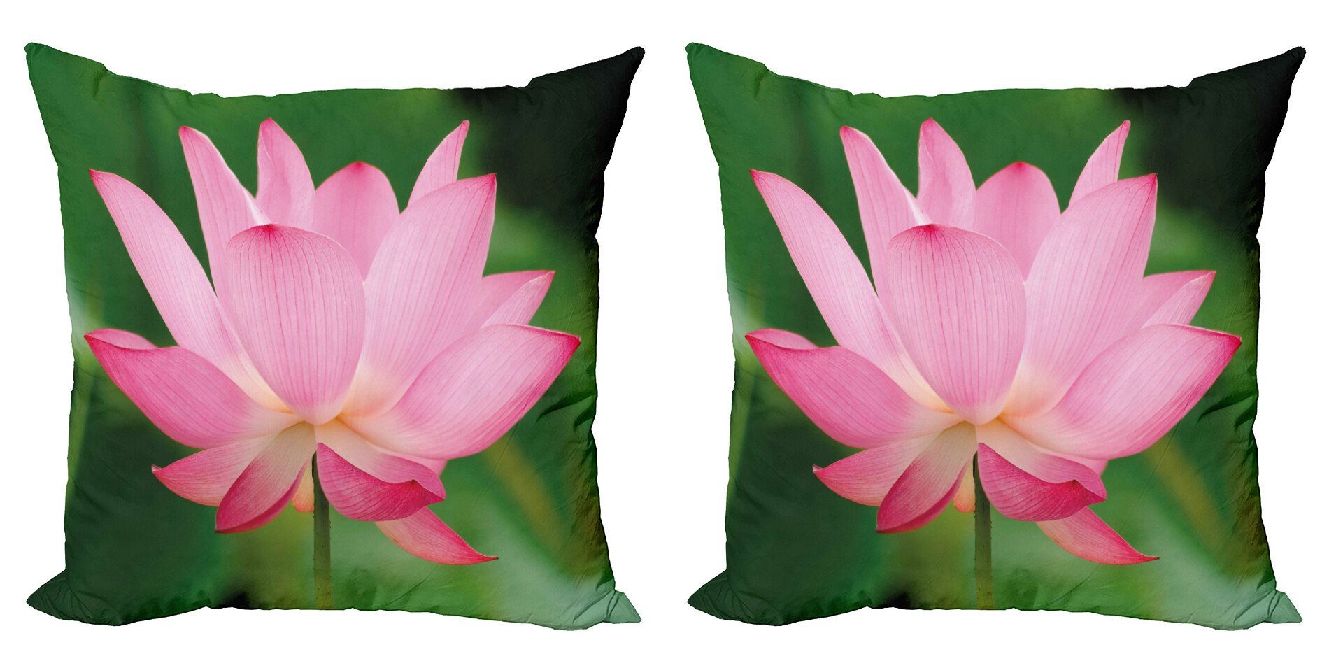 Kissenbezüge Modern Accent Doppelseitiger Digitaldruck, Abakuhaus (2 Stück), Rosa und Grün Lotus Lily Blossom