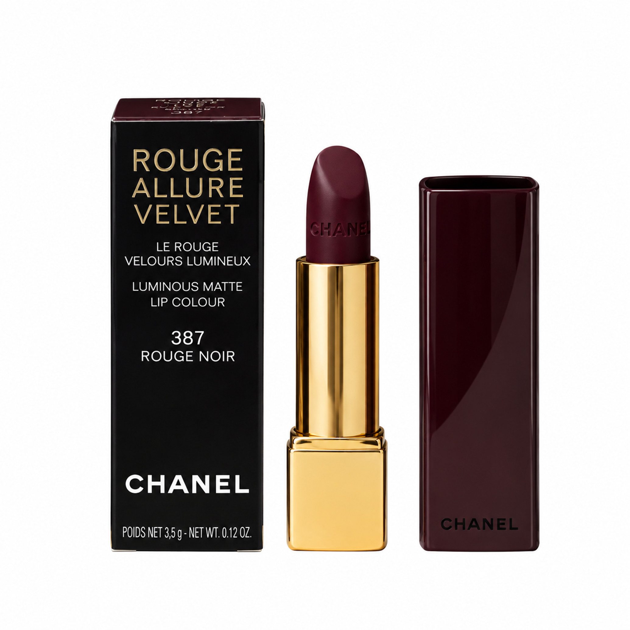 CHANEL Lippenstift Chanel Allure Velvet matter Lippenstift 387 Rouge Noir 3,5g