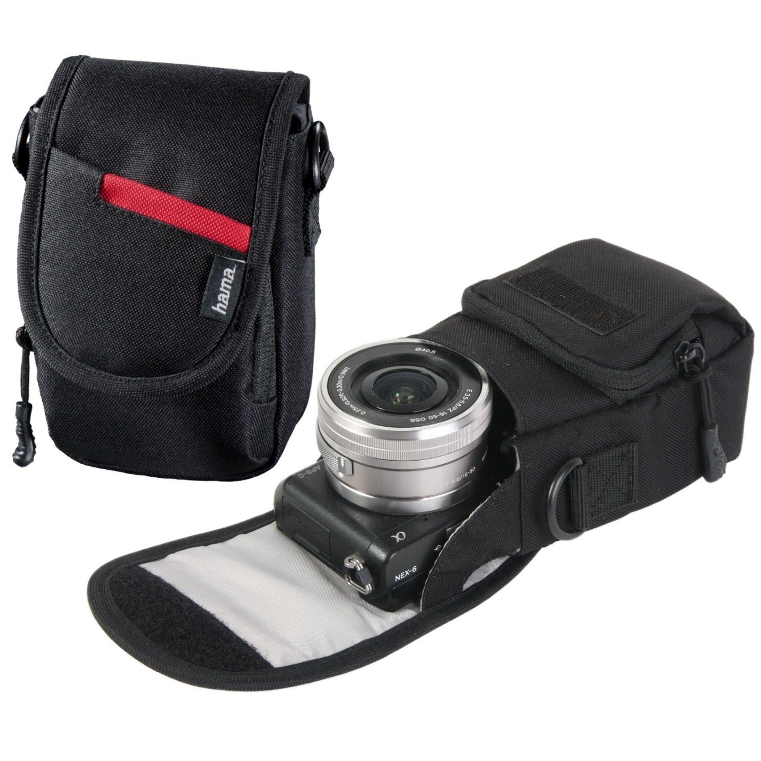 Hama Kameratasche Kamera-Tasche Case Kamera Cover, Systemkamera Gürtel-Schlaufe, Camcorder Schutz-Hülle Schultergurt, für