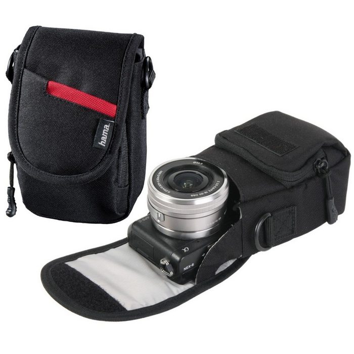 Hama Kameratasche Kamera-Tasche Schutz-Hülle Case Cover Schultergurt Gürtel-Schlaufe Zubehör-Fächer passend für Kamera Systemkamera Camcorder
