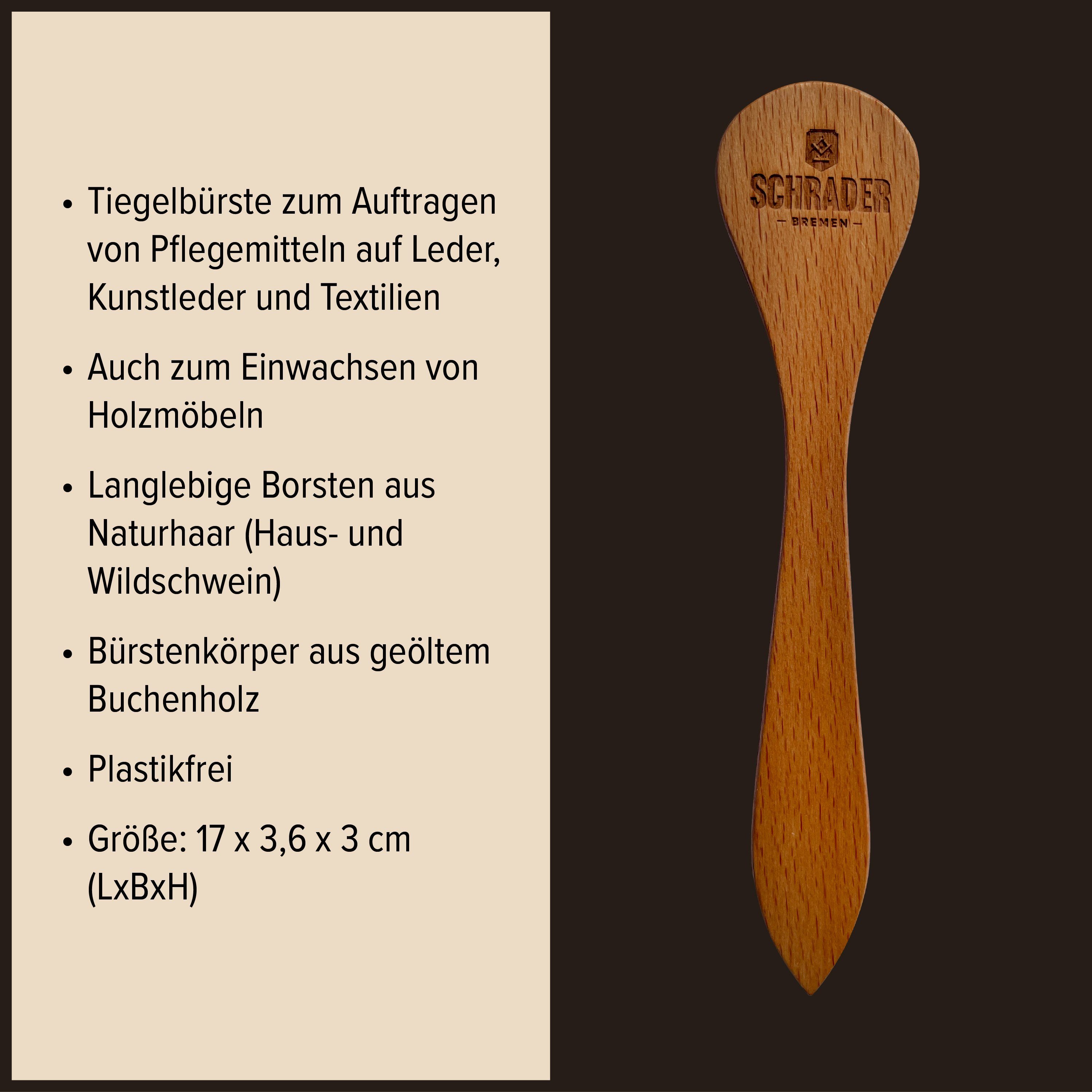 Schrader Schuhputzbürste zur 3 Made in Bürsten Schuhbürsten-Set - Schuhpflege -, - aus Reinigungsbürsten Buchenholz Germany