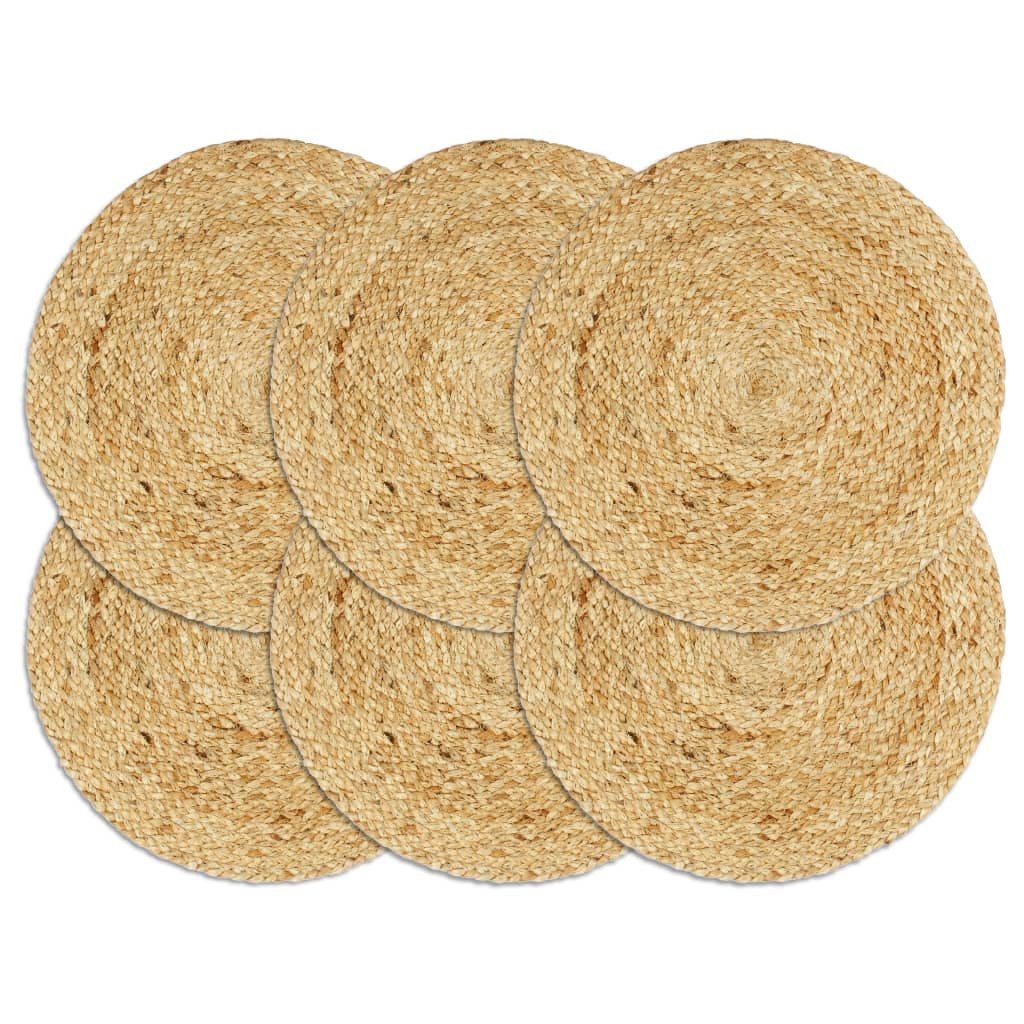 furnicato Platzset Handgefertigte Jute Platzsets 38 cm Natur, 6er Set, (6-St), Strapazierfähige Tischsets, jedes Stück ein Unikat für den Esstisch