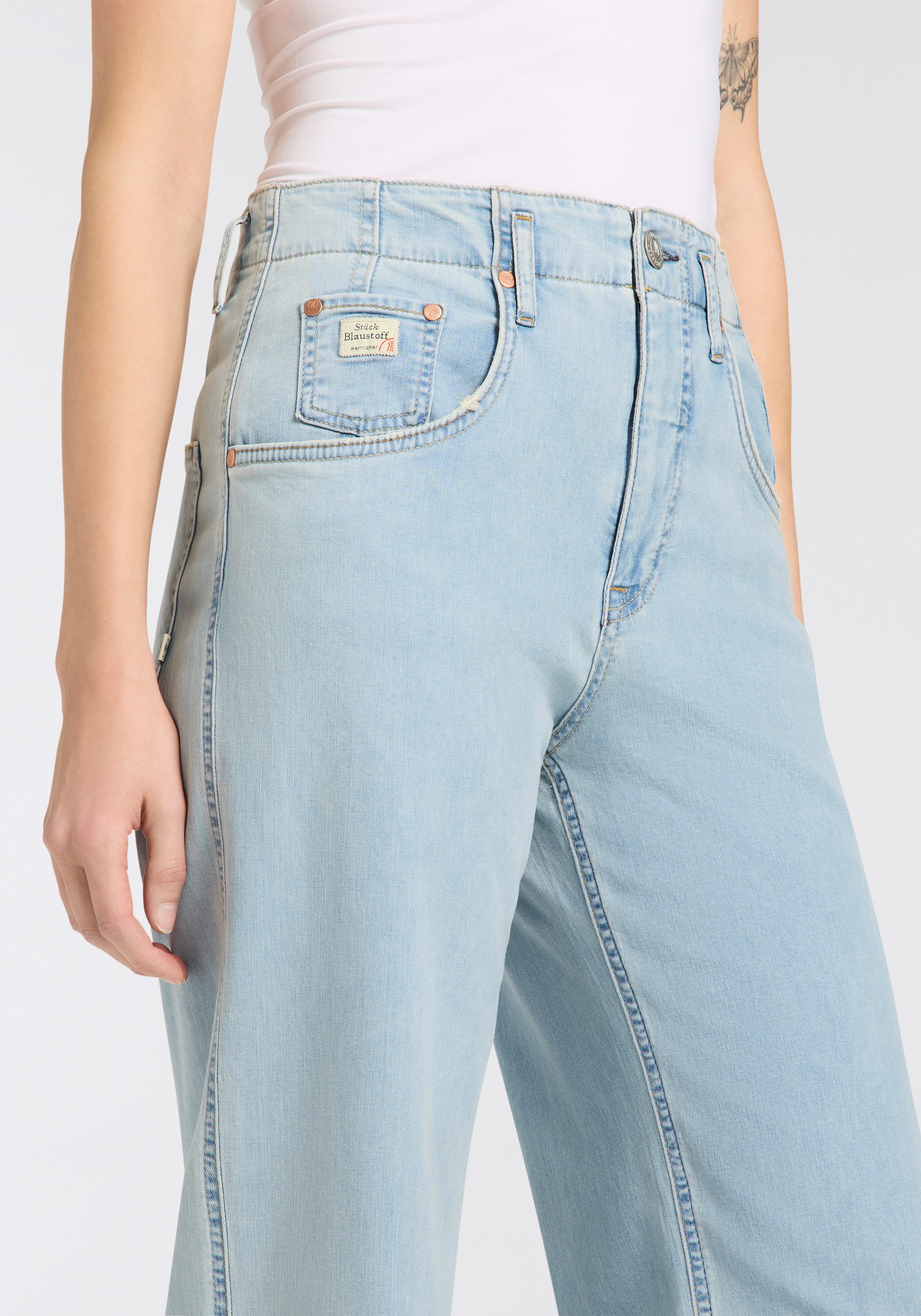 Herrlicher High-waist-Jeans Baggy Straight Denim Light