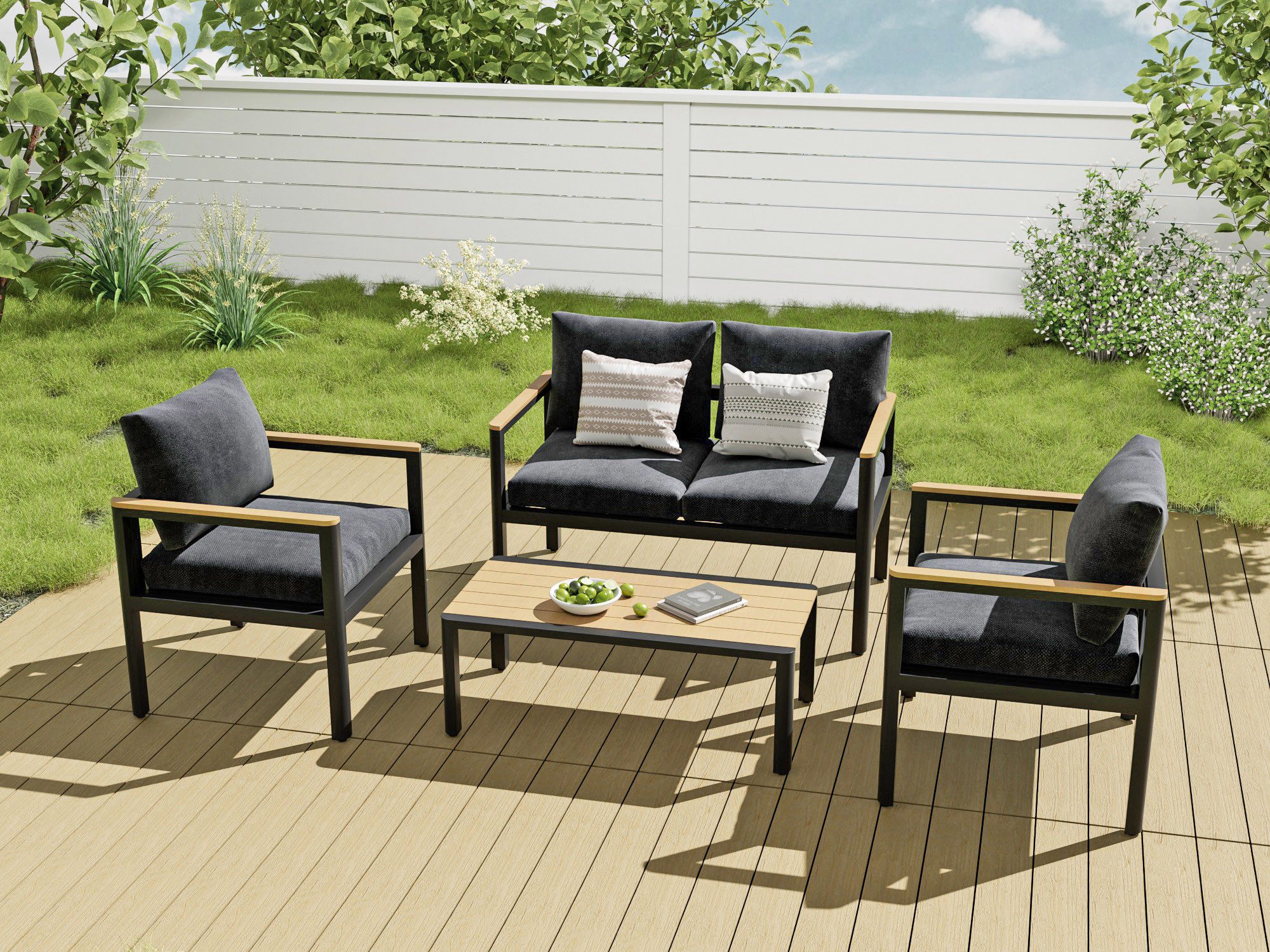 MeXo Gartenlounge-Set Balkonmöbel Set für 3-4 Personen, (Gartenmöbel Set au günstig online kaufen