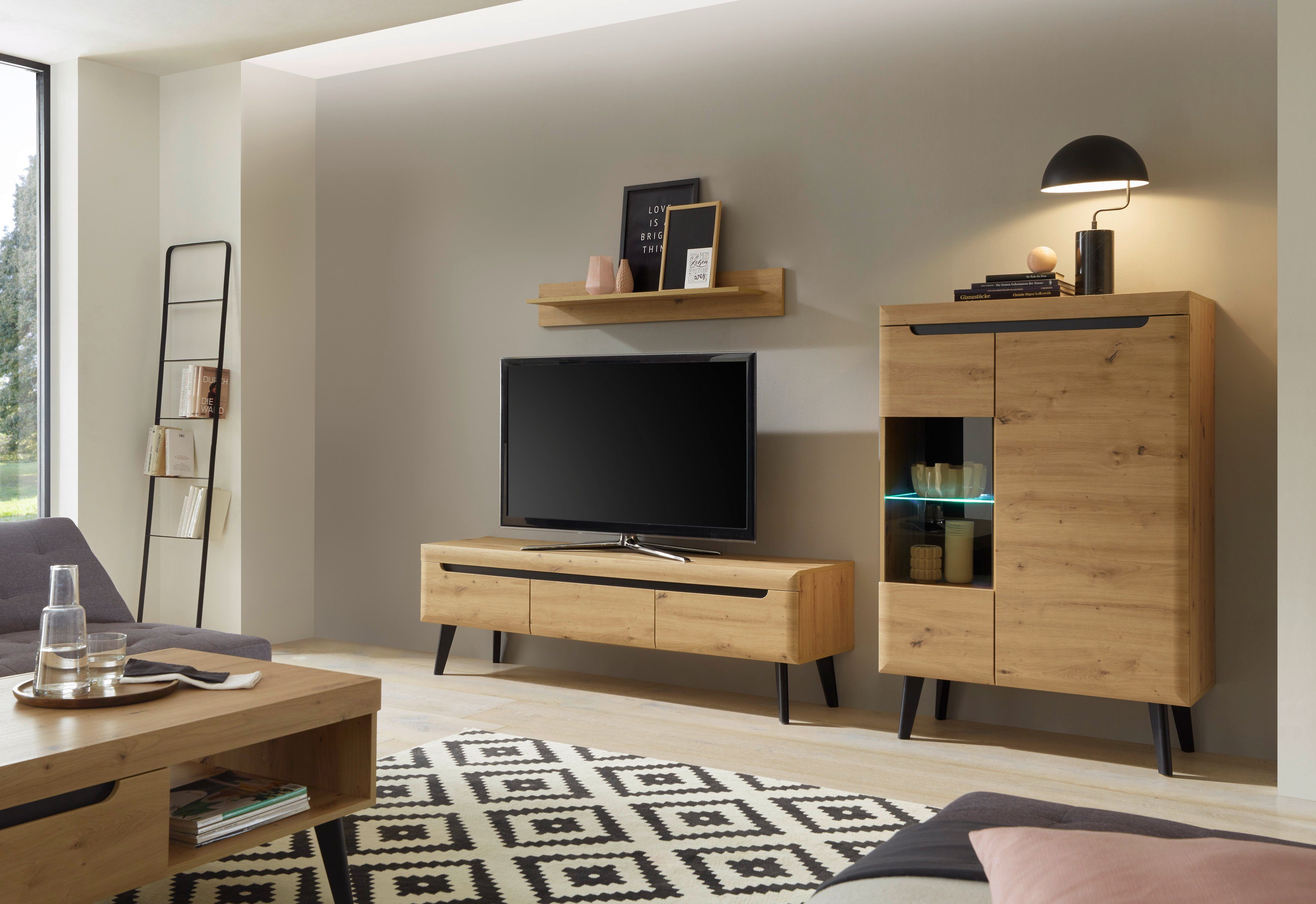 Home affaire Wohnwand Torge, Anbauwand, Schrankwand, Mediawand, Wohnzimmer-Set, (Set, 3-St)