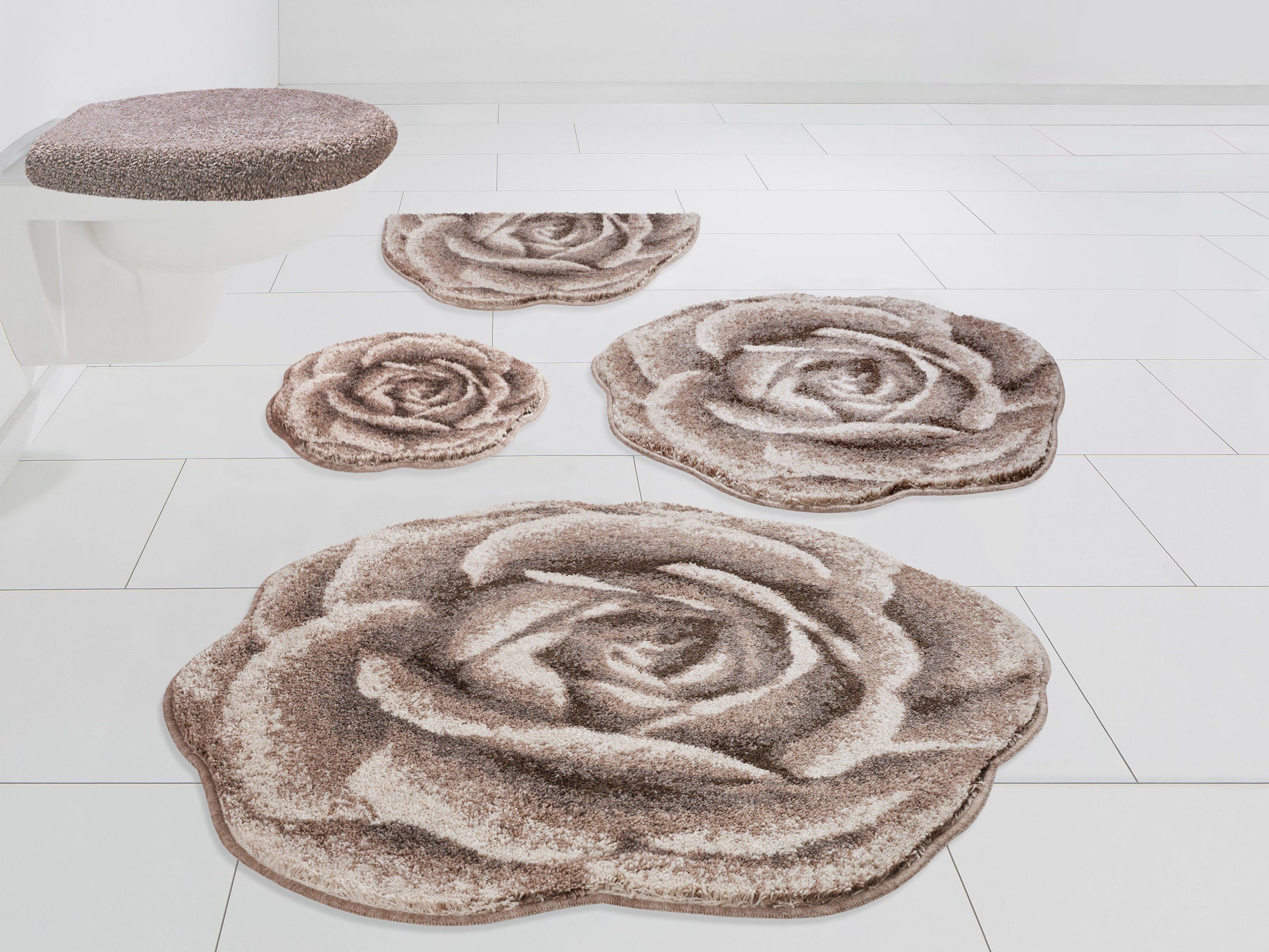 Badematte »Blossom« GRUND exklusiv, Höhe 20 mm, rutschhemmend beschichtet,  schnell trocknend, mit Rosen-Design, ausgefallene Form, Made in Europe  online kaufen | OTTO