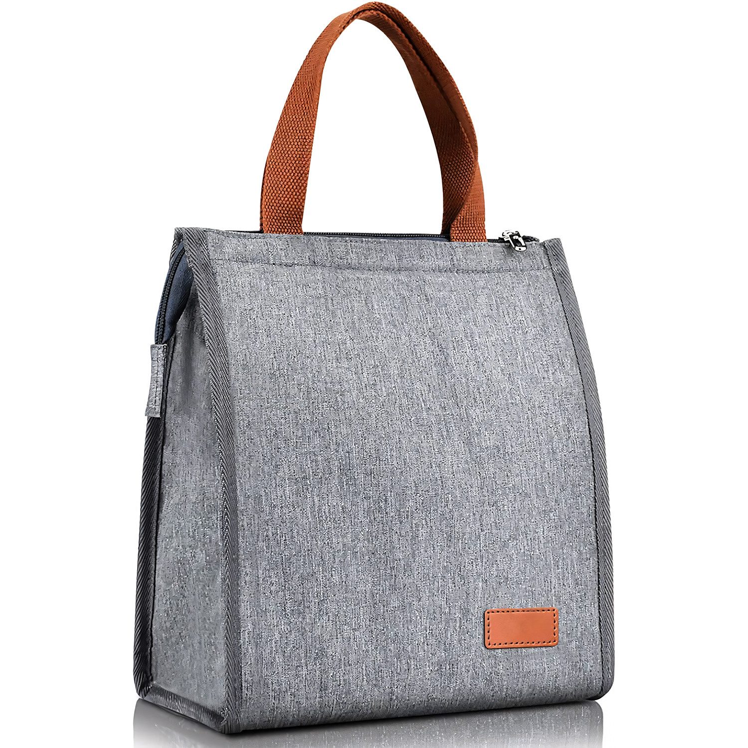 HEYHIPPO Einkaufsshopper Isolierte Lunchtasche–wiederverwendbar, ideal für Arbeit & Reisen,grau, Kühltasche für Mahlzeiten–Thermobeutel für Schule & Büro,24×16×28 cm