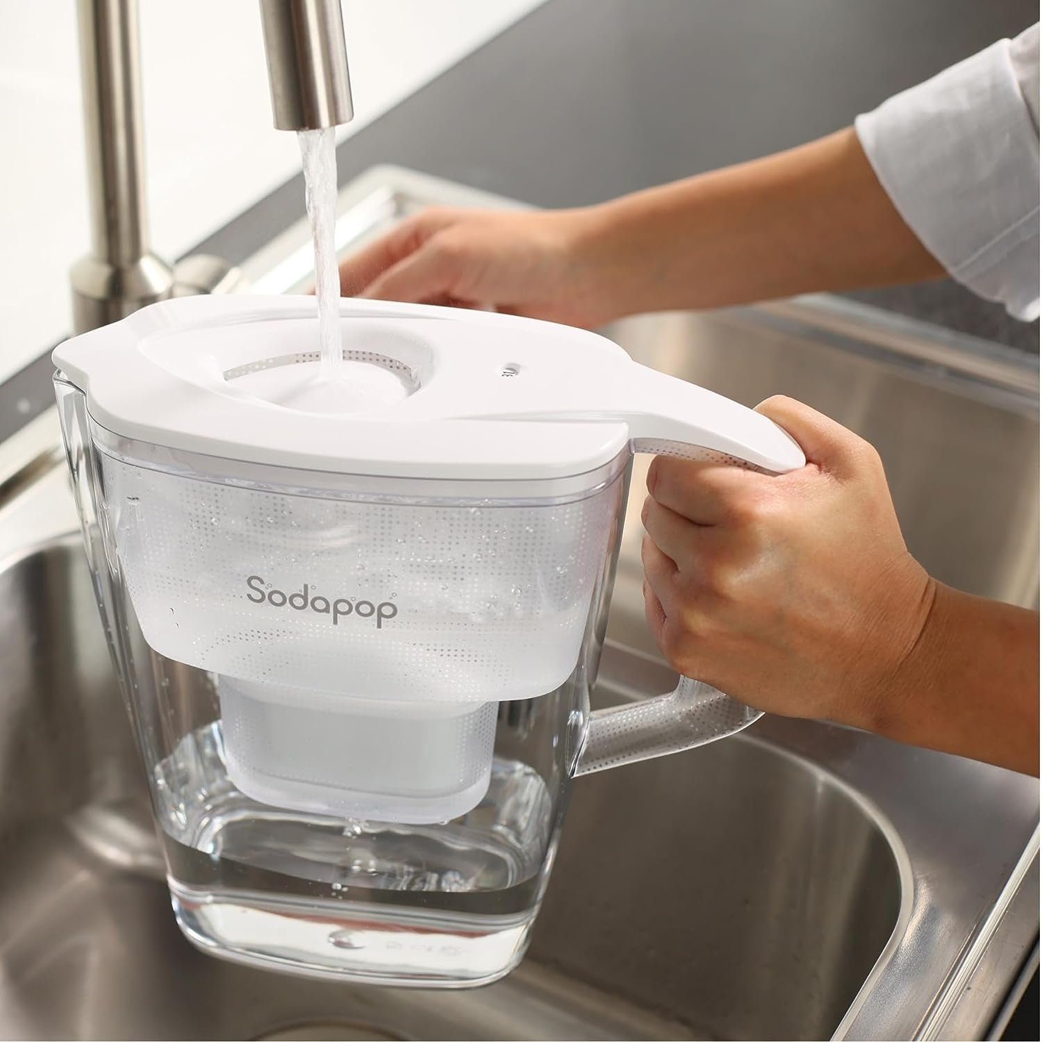 Sodapop Wasseraufbereiter SODAPOP Wasserfilterkanne Selina weiß, spülmaschinengeeignet – Bild 3 von 5