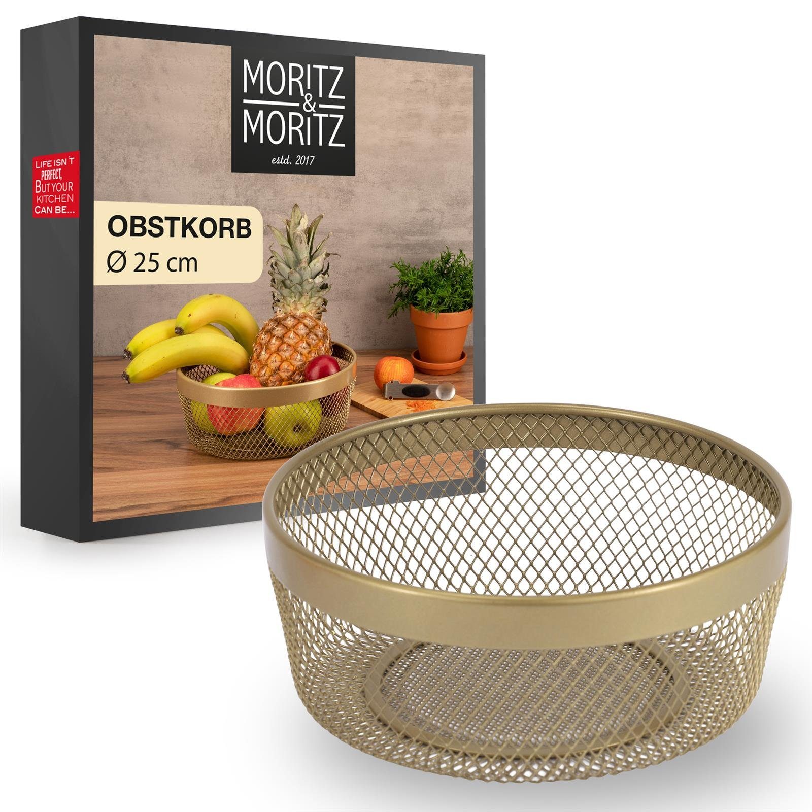 Obstschale Moritz Moments & Moritz Früchte, (25cm, & für Rund Obstkorb Moritz Moritz 2-tlg), Netz Brot gold, Gemüse und Korb Geschenke, Metall,
