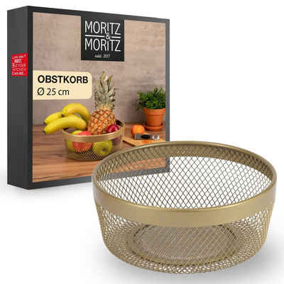 Moritz & Moritz Obstschale Moritz & Moritz Moments Obstkorb Rund Netz gold, Metall, (25cm, 2-tlg), Korb für Geschenke, Früchte, Gemüse und Brot