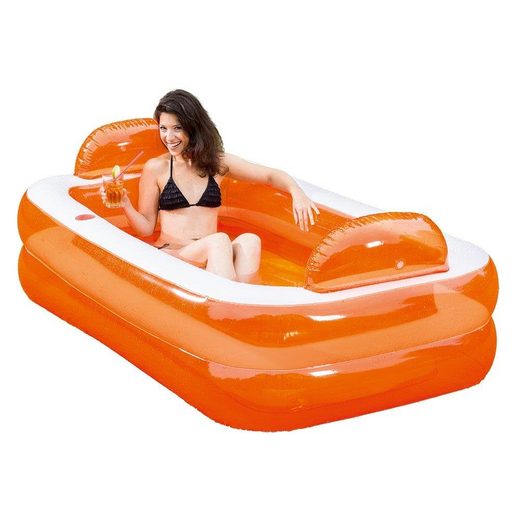 Happy People Pool »Relax und Genießer Pool orange« (1-tlg), rechteckig, 195 x 122 x 50 cm, mit 2 Getränkehaltern, für bis zu 2 Personen geeignet, Badespaß