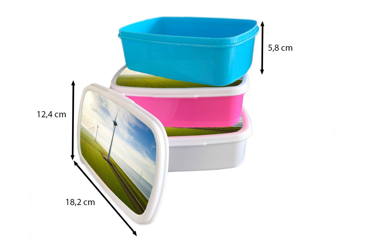 Kinder, Snackbox, Lunchbox (2-tlg), Windmühle Niederlande, - Brotbox rosa Kunststoff für Kunststoff, Brotdose Erwachsene, Meer MuchoWow - Mädchen,