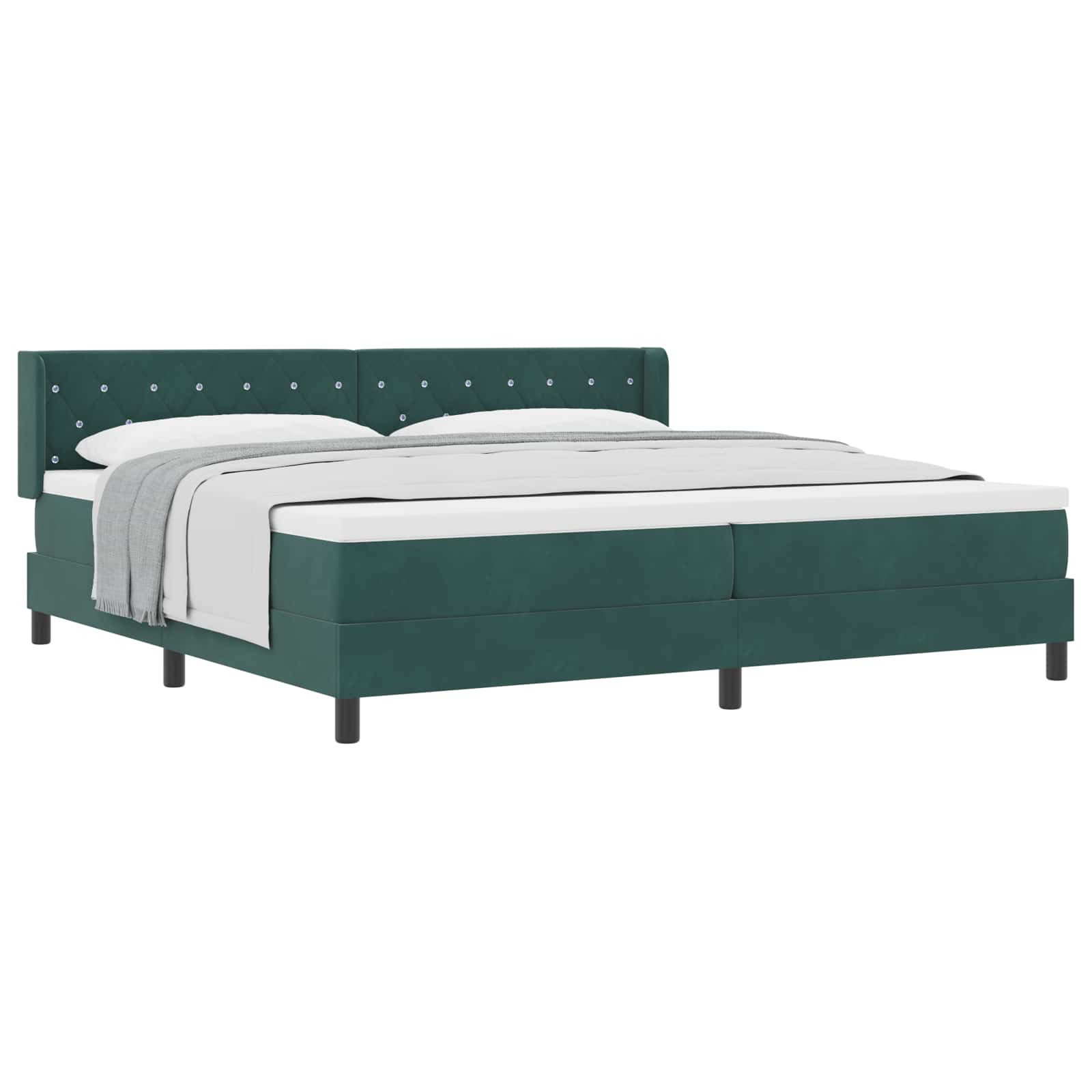 Bett Boxspringbett mit Kopfteil Dunkelgrün 200 x 200 cm Samt
